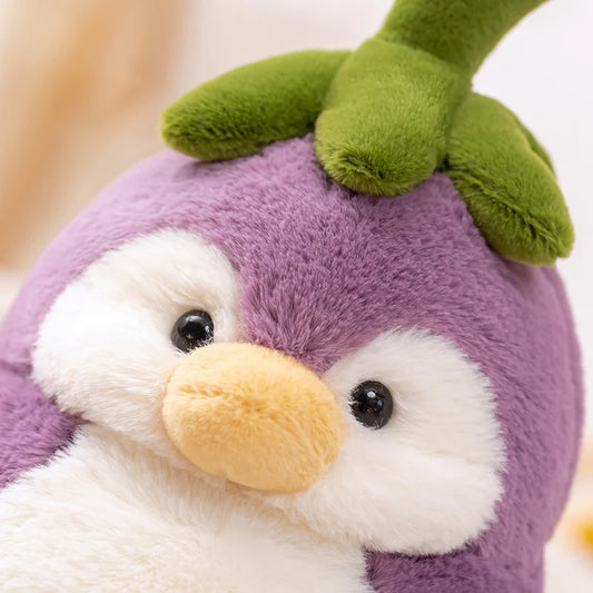 Facial view of Kawaii Cute Penguin Eggplant Plushie