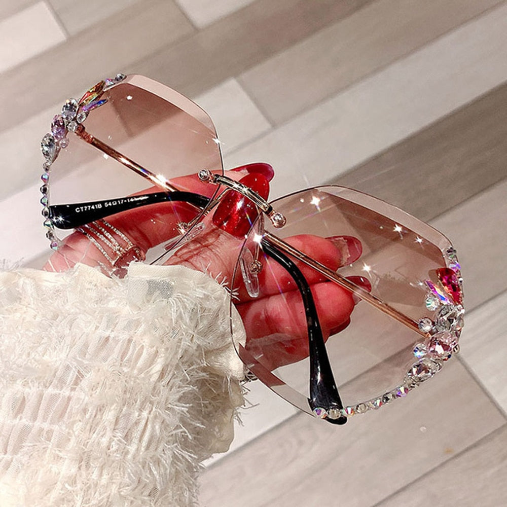 Kawaii Rhinestone Rimless Sunglasses