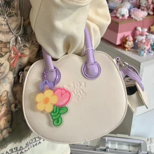 Kawaii White and Purple Tulip Bag