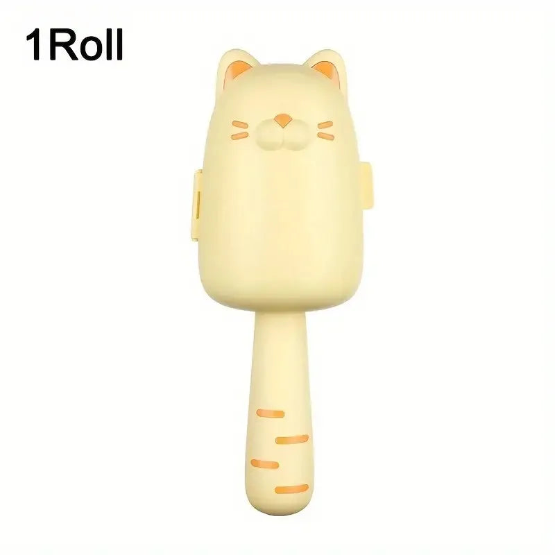 Cat-shaped lint roller on a white background