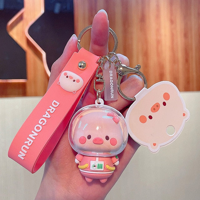 Kawaii Astro Pig Keychain