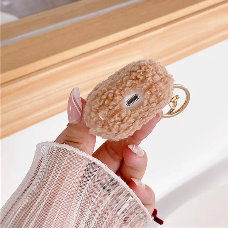 Bottom View of Kawaii Plush Teddy Airpods Case