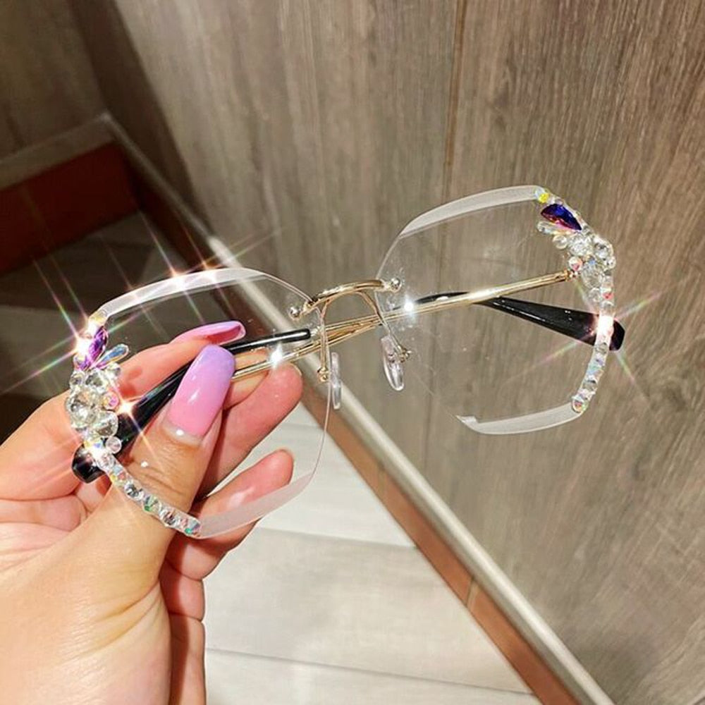 Kawaii Rhinestone Rimless Sunglasses