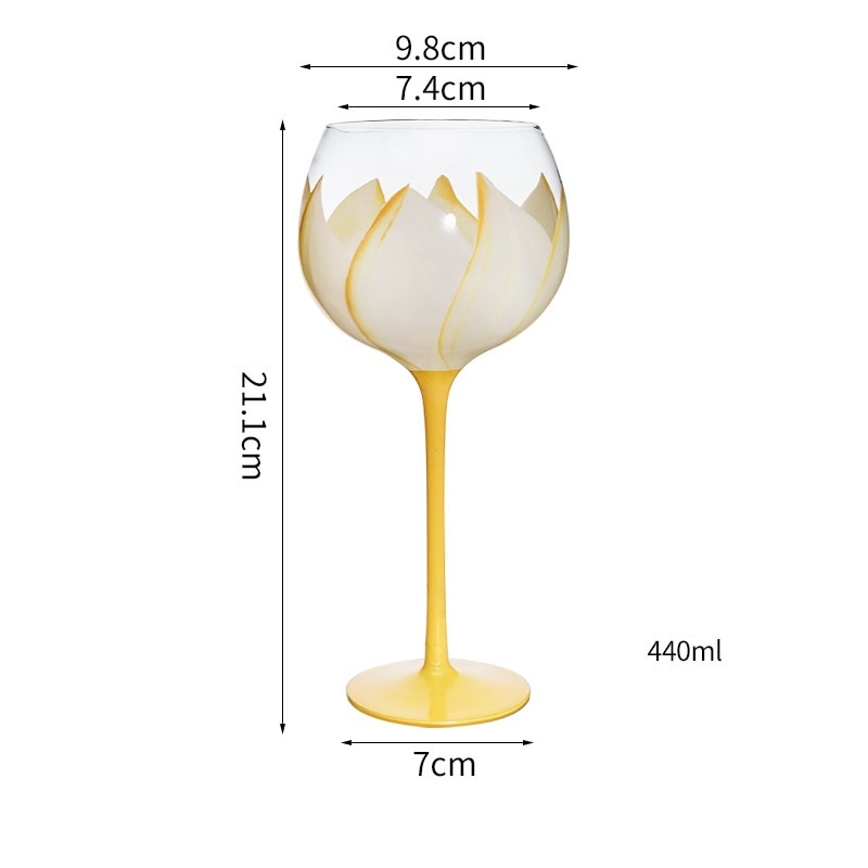 Kawaii Hand Painted Flower Glass Stemware