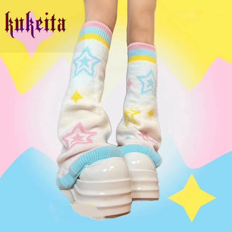 Kawaii Pastel Stars Harajuku Leg Warmers