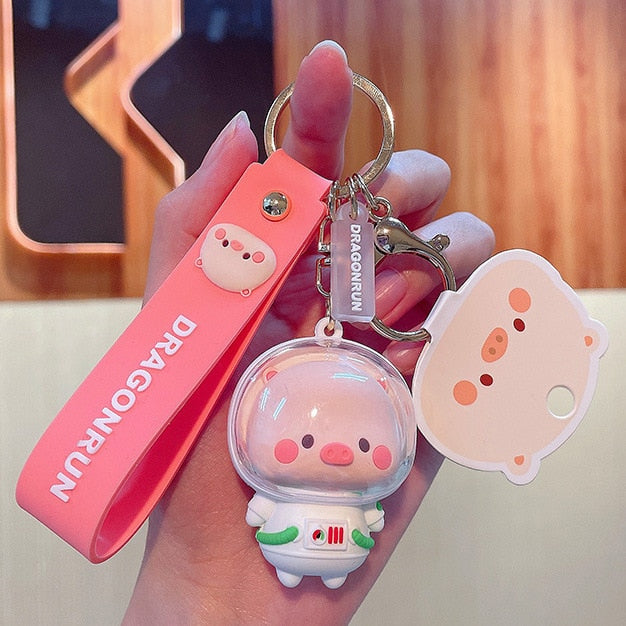 Kawaii Astro Pig Keychain