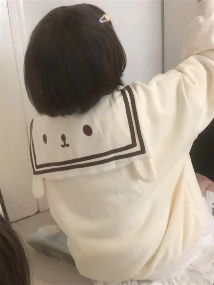 Kawaii Zip Up Sailor Collar Sweater