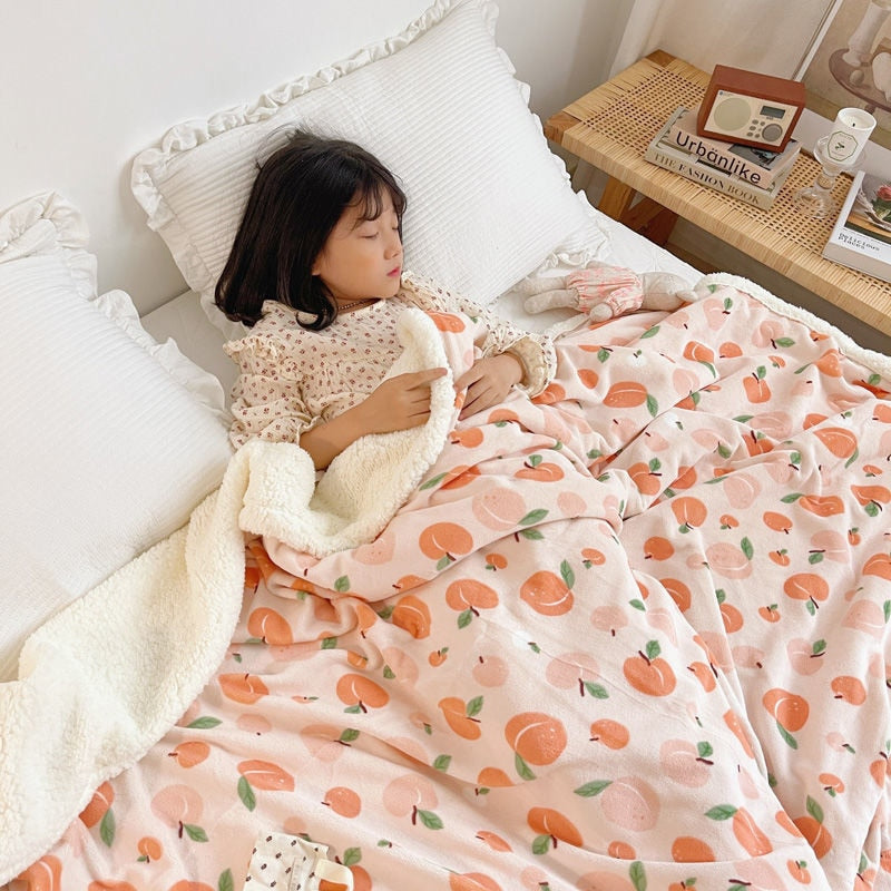 Kawaii Lamb Fleece Blanket