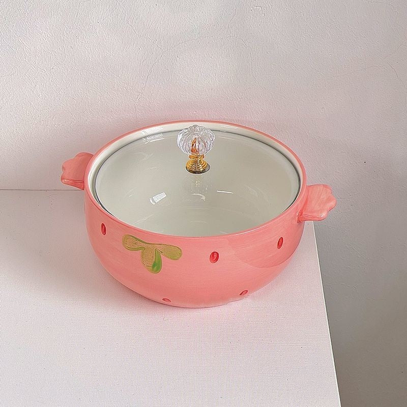Kawaii Ceramic Strawberry Ramen Bowl