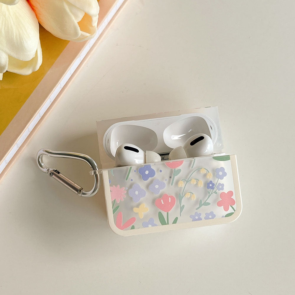 Kawaii Pastel Flowers AirPods Case Open