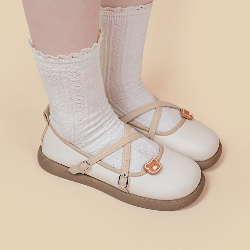 Kawaii Teddy Bear Flat Pumps