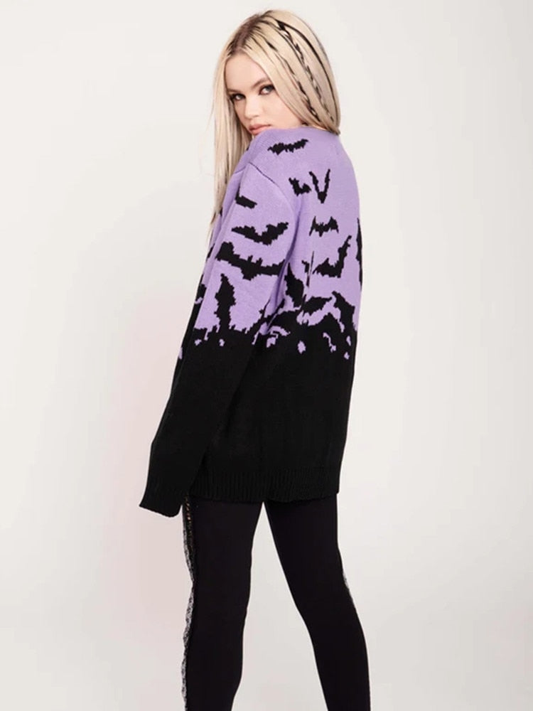 Spooky Bats Purple Sweater