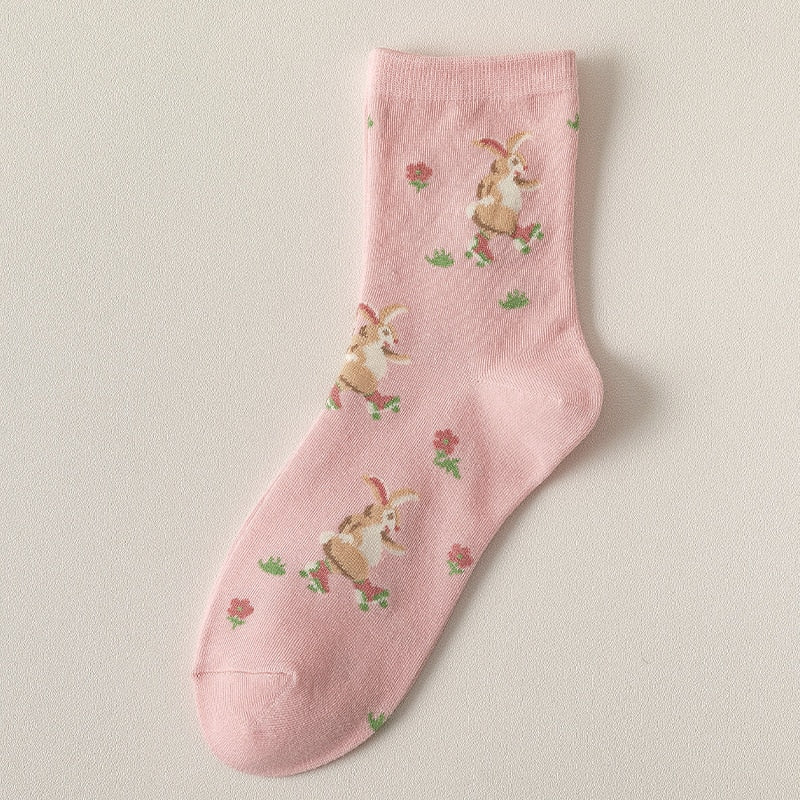 Kawaii Pink Floral Socks