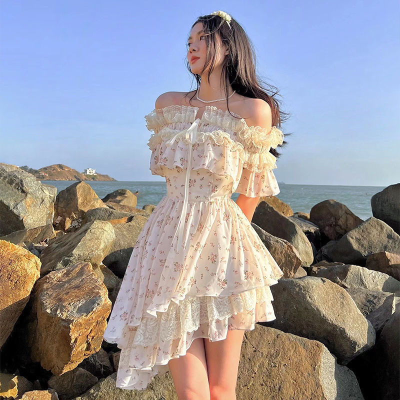 Sweet Floral Off-Shoulder Dress White / M Sweet Floral Off-Shoulder Dress White / M