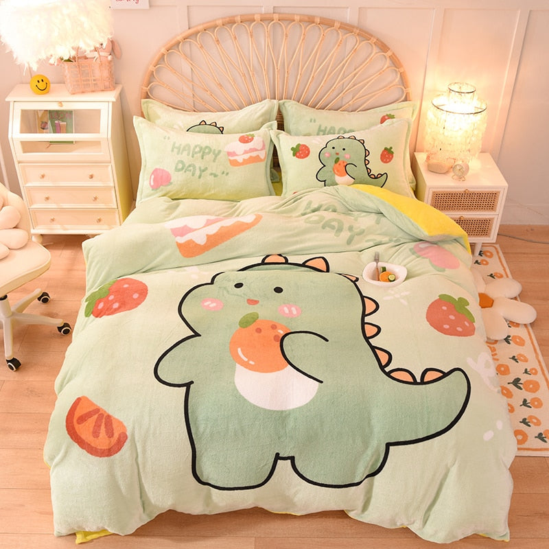 Kawaii Flannel Duvet Cover Sets