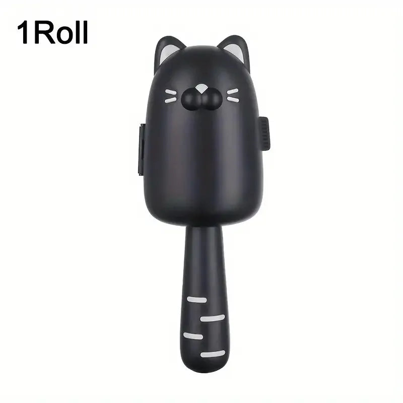 Black cat-shaped lint roller on a white background