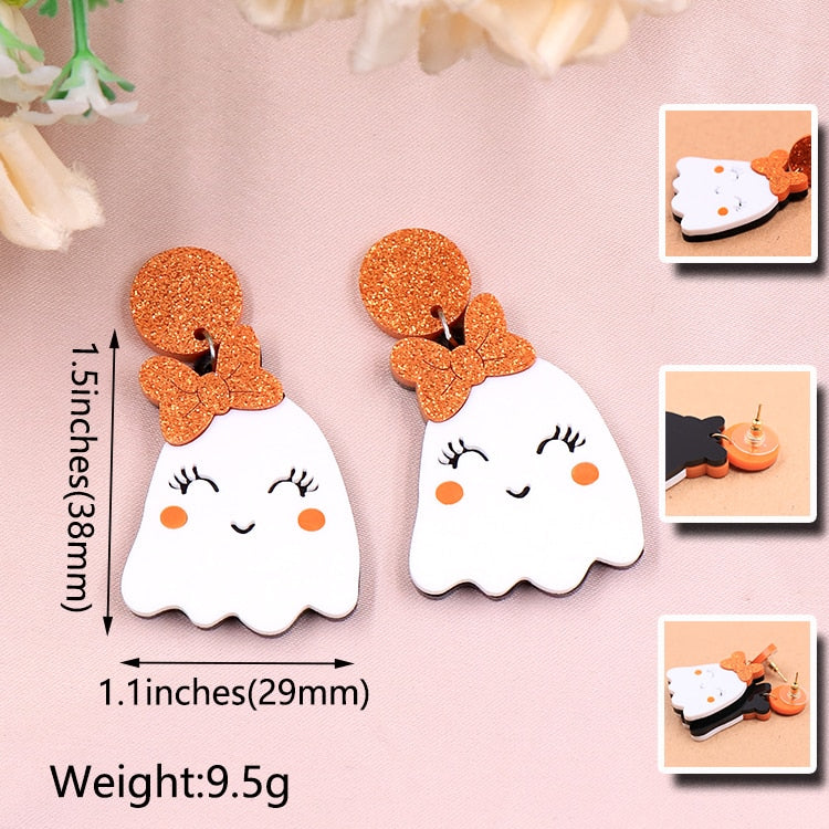 Kawaii Halloween Ghost Earrings Dimensions
