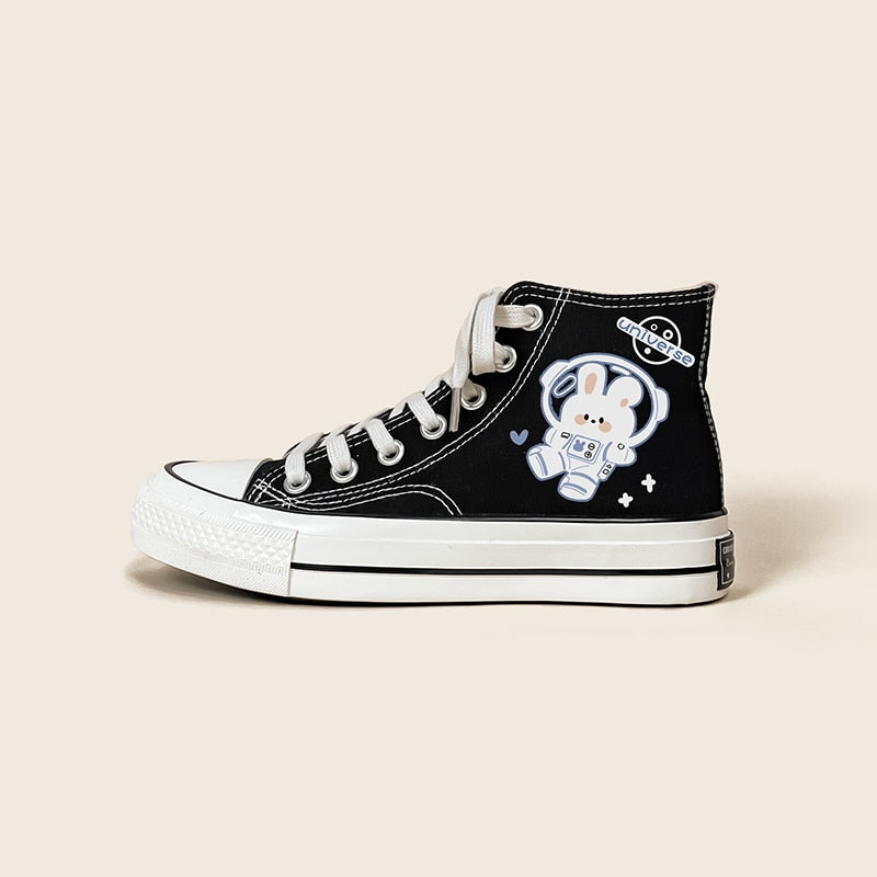 Kawaii Space Bunny Canvas High Tops