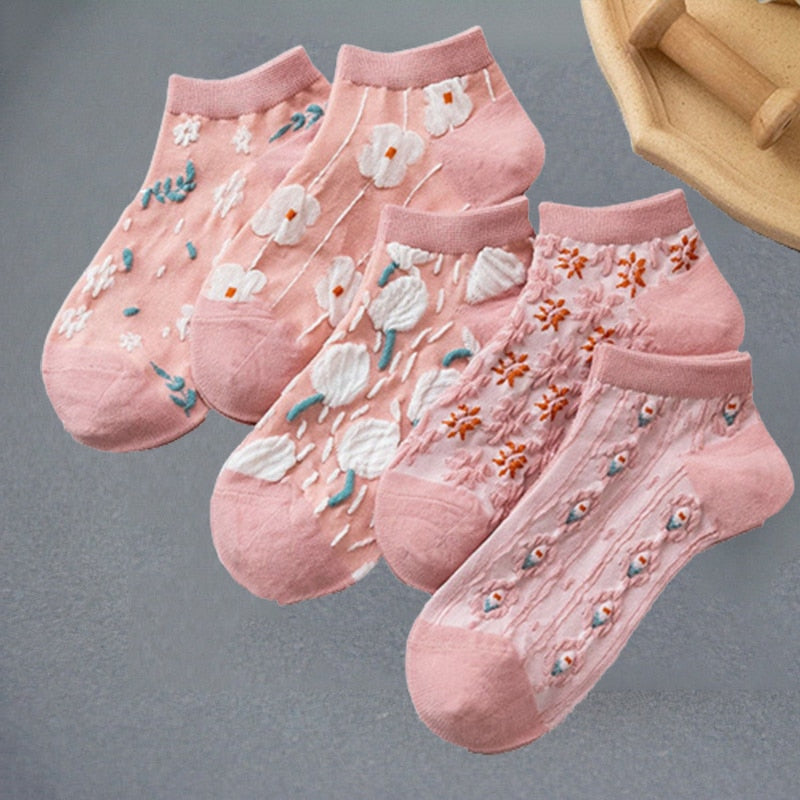 Kawaii Floral Embroidery Socks