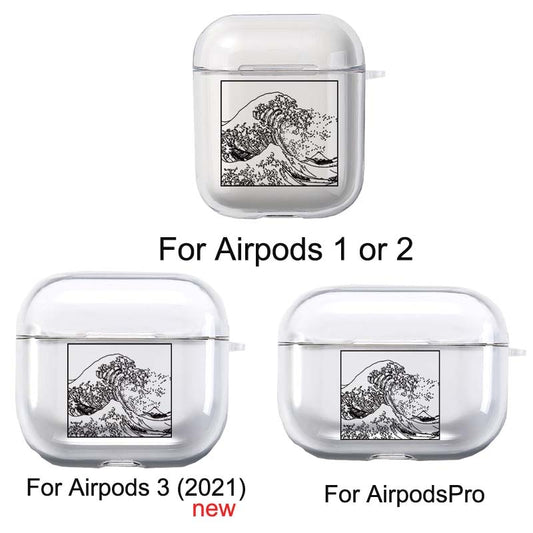Kawaii Wave Block Print Airpods Case