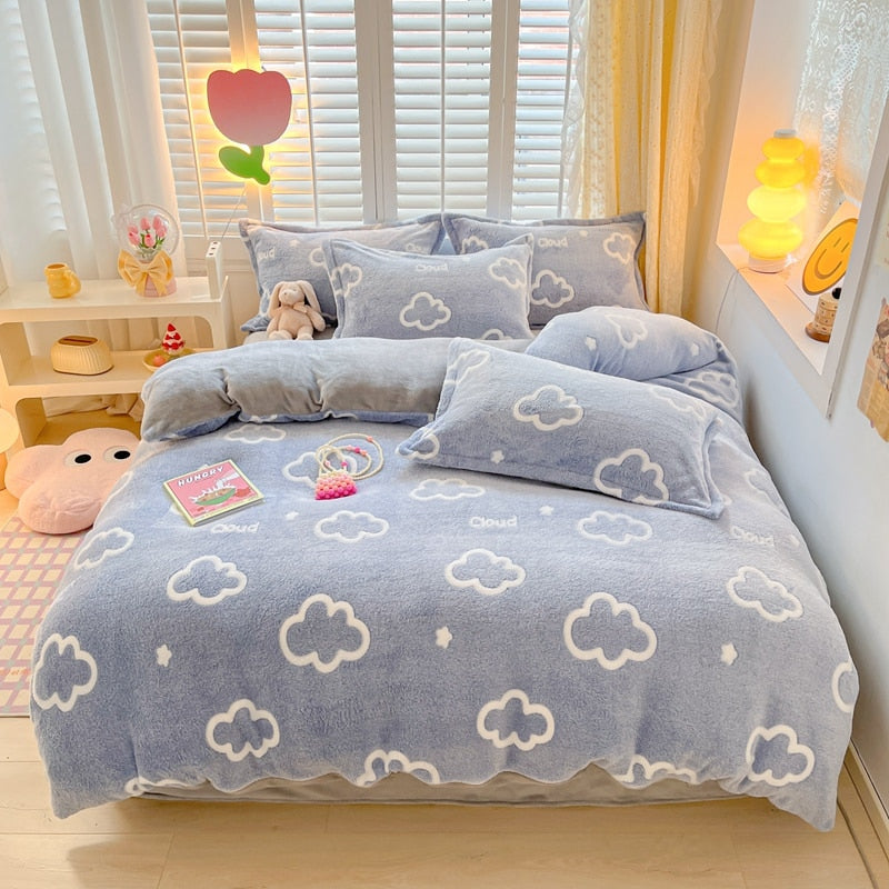 Kawaii Winter Flannel Duvet Cover