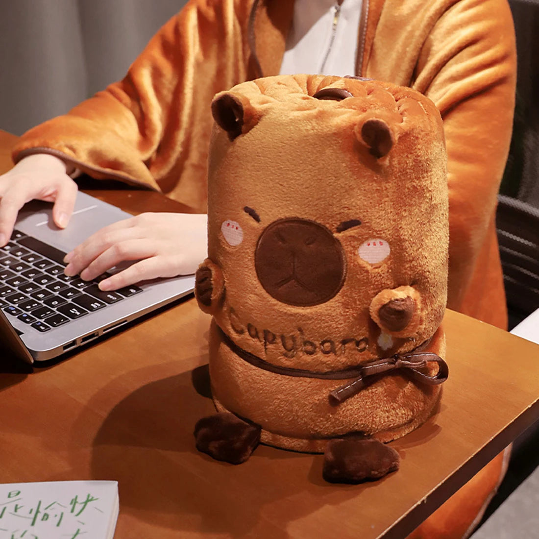 Kawaii Capybara Rolled Blanket Pillow