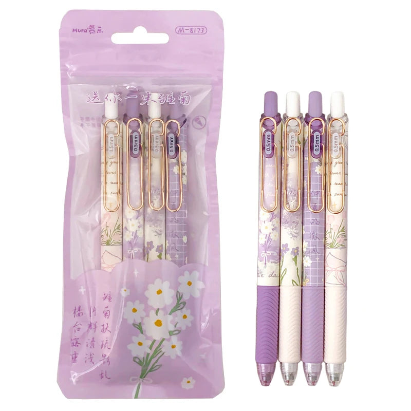 Kawaii Purple Daisy Gel Pens