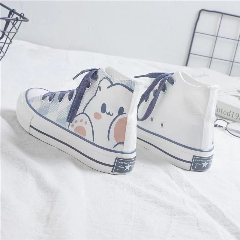 Kawaii Blue Bear Print High Tops