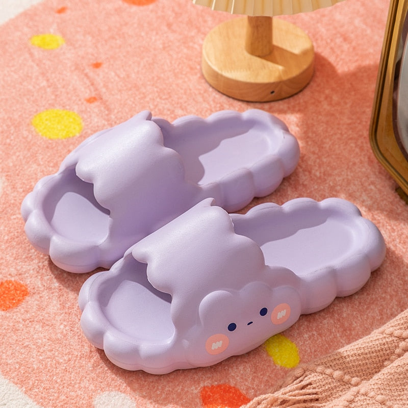 Kawaii Cloud Slide Sandals in Purple