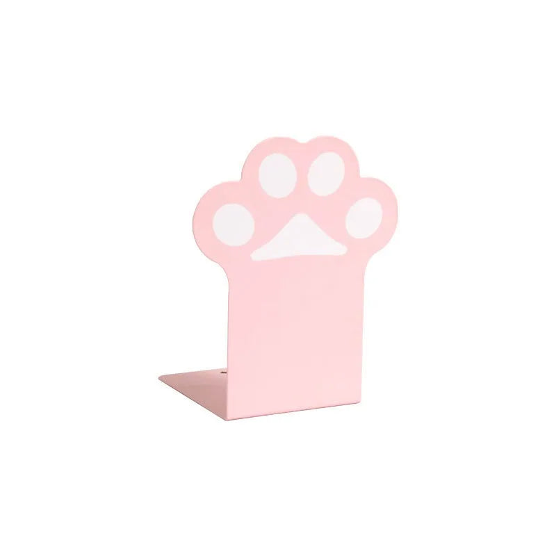 Pink paw-shaped bookend on a white background