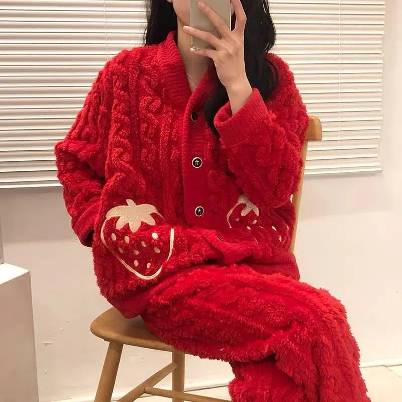 Kawaii Strawberry Winter Pajamas