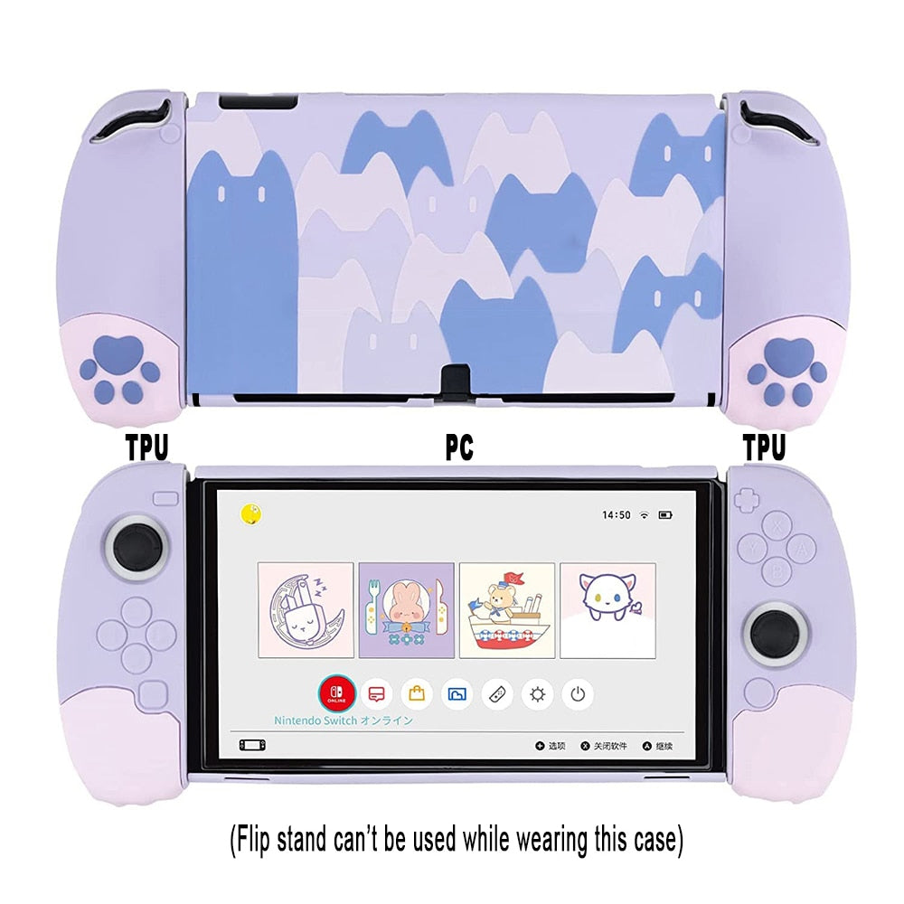Kawaii Cat Paw Nintendo Switch Case in purple