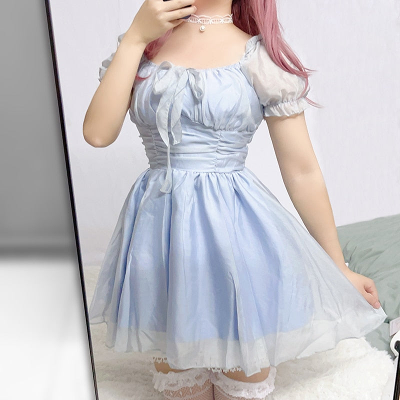 Kawaii Puff Sleeve Mini Dress