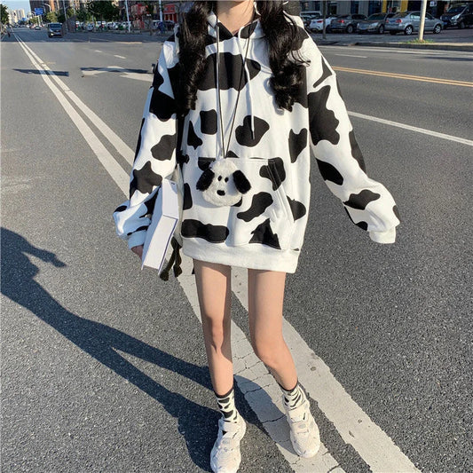 Cute Cow Pattern Print Hoodie
