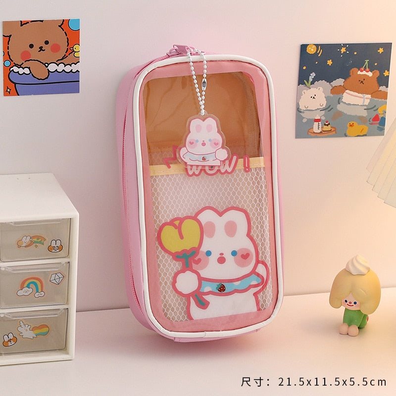 Kawaii Pink Transparent Pencil Case