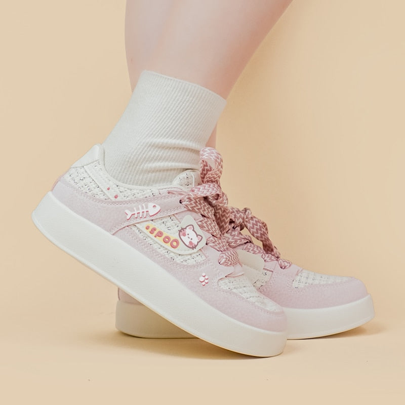 Kawaii Neko Fish Bone Sneakers