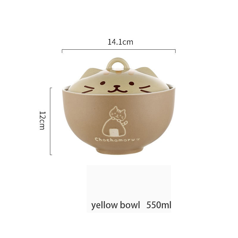 Kawaii Ceramic Cat Ramen Bowls