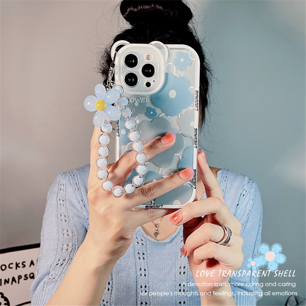 Model Holding Kawaii Flower Bear iPhone Case