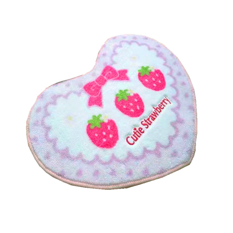 Kawaii Strawberry Bathroom Decor Rugs