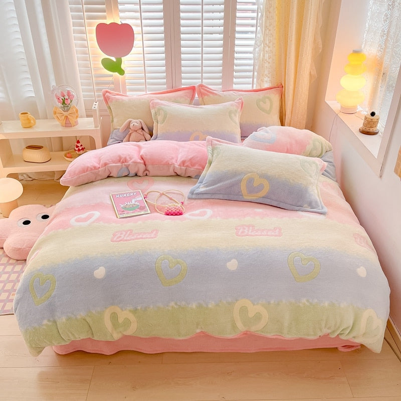Kawaii Winter Flannel Duvet Cover