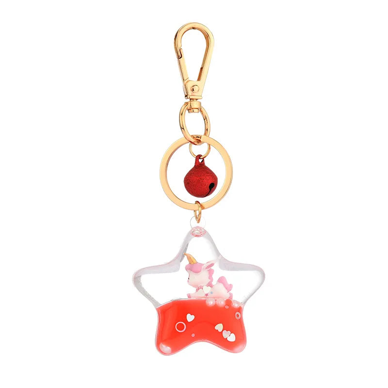Kawaii pink Sparkle Star Moving Liquid Keychain