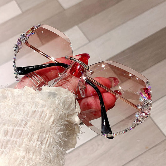 Cute Rhinestone Rimless Sunglasses