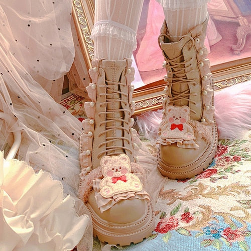 Kawaii Teddy Bear Ankle Boots – Kore Kawaii - Main Image