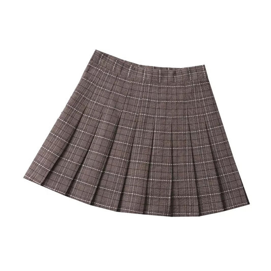 Kawaii Brown Pleated Mini Skirts