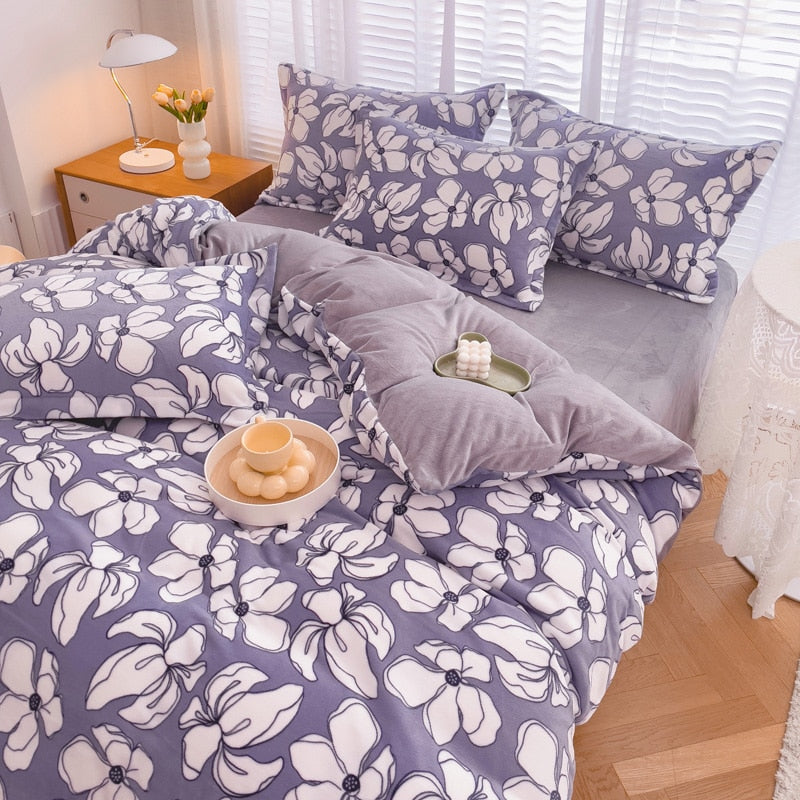 Kawaii Flannel Duvet Cover Sets