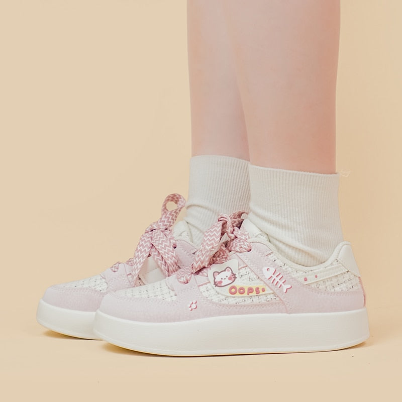 Kawaii Neko Fish Bone Sneakers