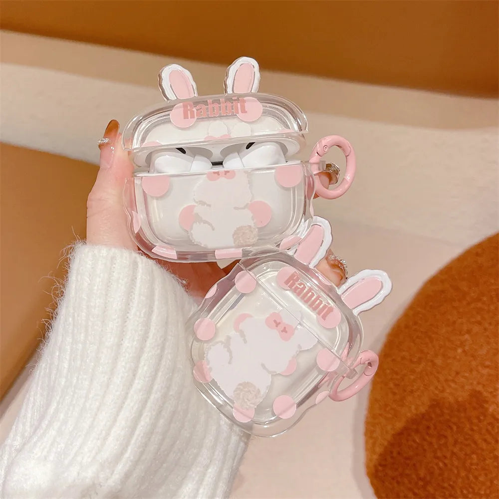 Beautiful Airpods Kawaii Case Kawaii Bunny Ears Transparent