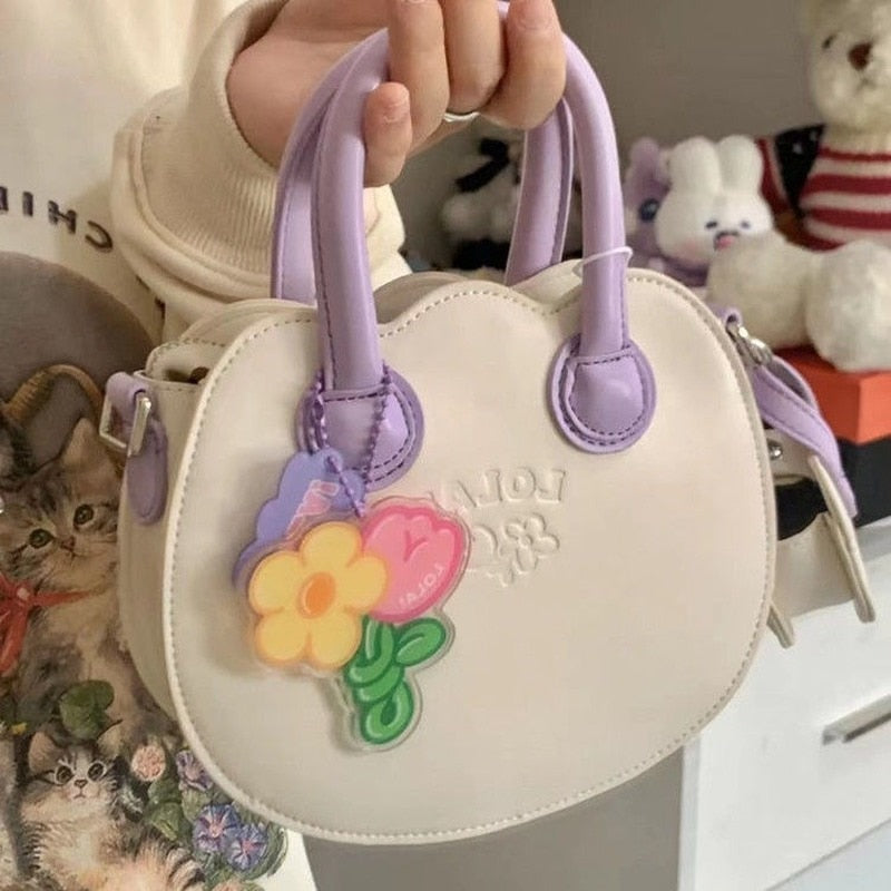 Kawaii White and Purple Tulip Bag
