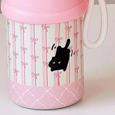 Kawaii Cat Thermos Bottle on countertop