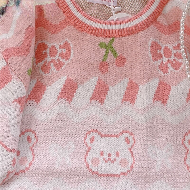 Kawaii Strawberry Bear Jumper Up Close